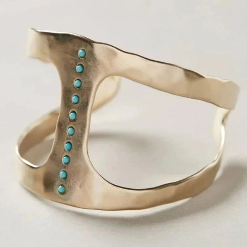 Vintage Open Ring with Inlaid Turquoise Stones
