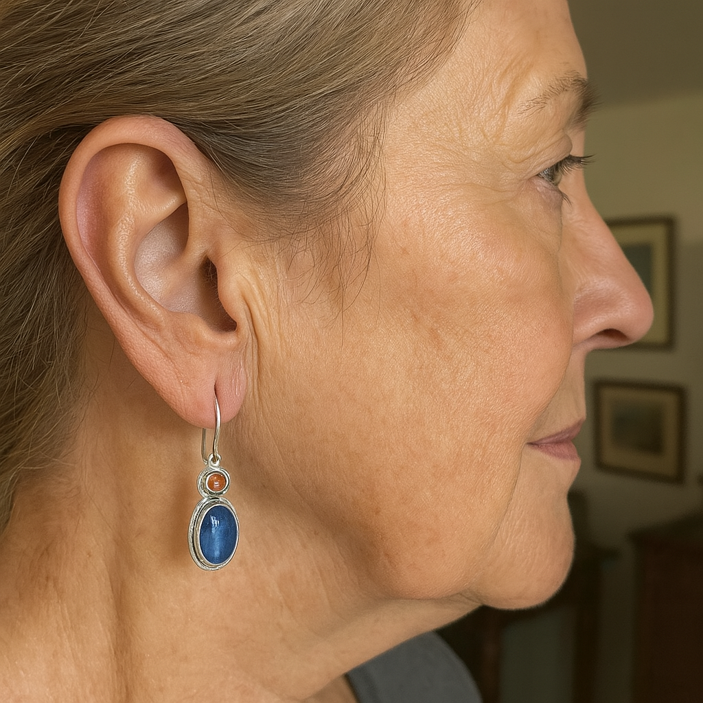 Blue and orange vintage earrings