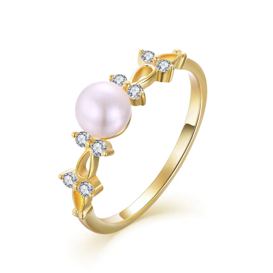 Freshwater Pearl Zircon Ring