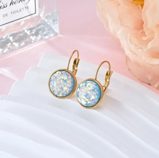 Sequin Rhinestone Stainless Steel Earrings