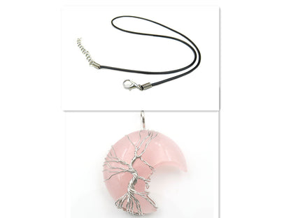 Moon Crystal Tree of Life Pendant Necklace Accessories