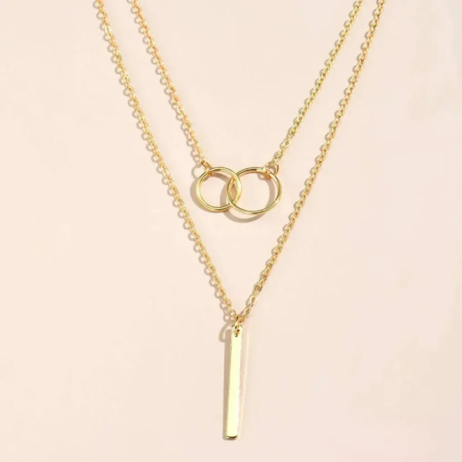 Vintage Gold Dual Circle Pendant Necklace