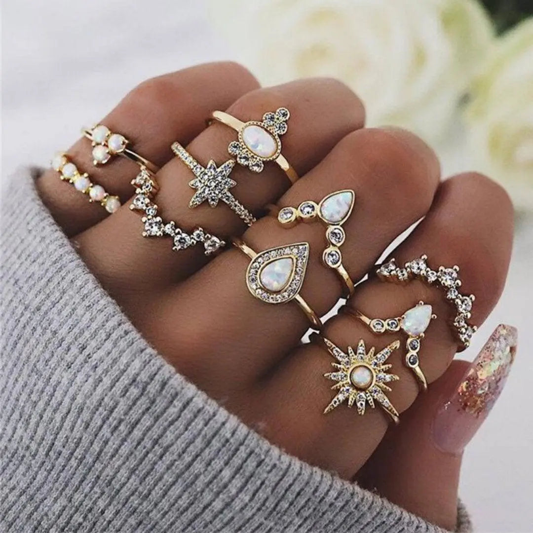 Unique rings set with 8 to 12 rings