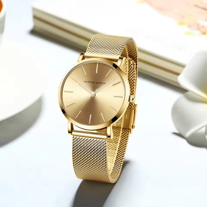 Rose Gold Waterproof Womens Wristwatch Exquisite Design