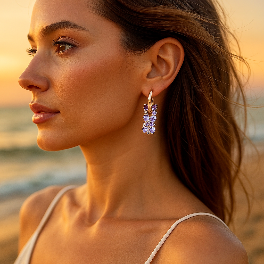 Pearl | Earrings with Lilac Stones