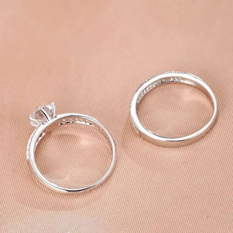 Gold Zirconia Eternity Rings Set