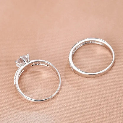 Gold Zirconia Eternity Rings Set