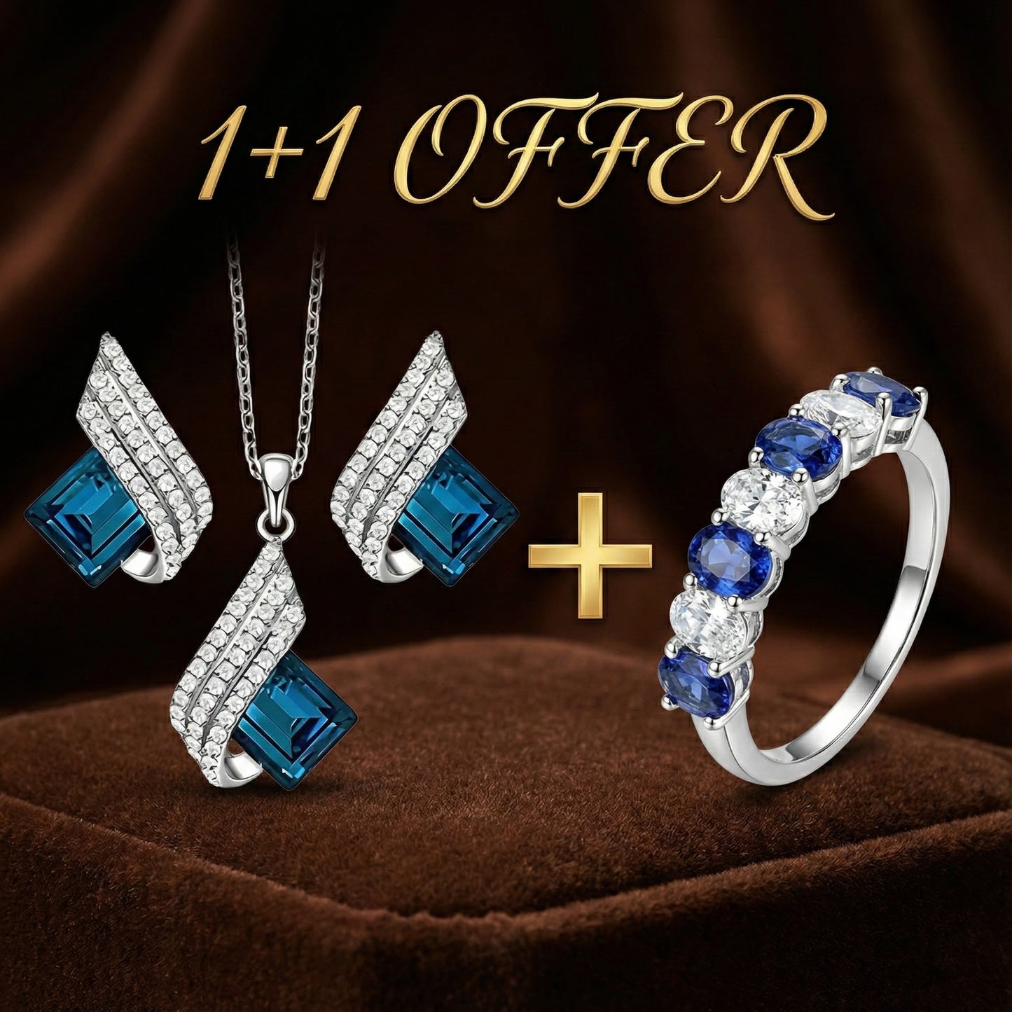 1+1 Offer: Brienne Solazure Jewelry Set + Oval Cut Opal Engagement Ring