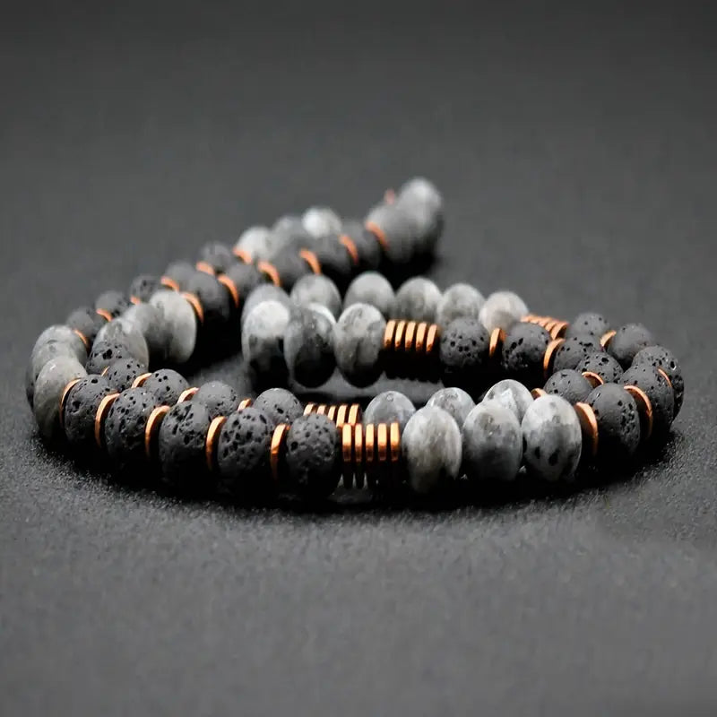 Exquisite Unisex Copper Lava Bead Necklace Radiance