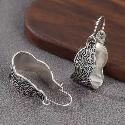 Ornate Serenity Etched Hoop Earrings