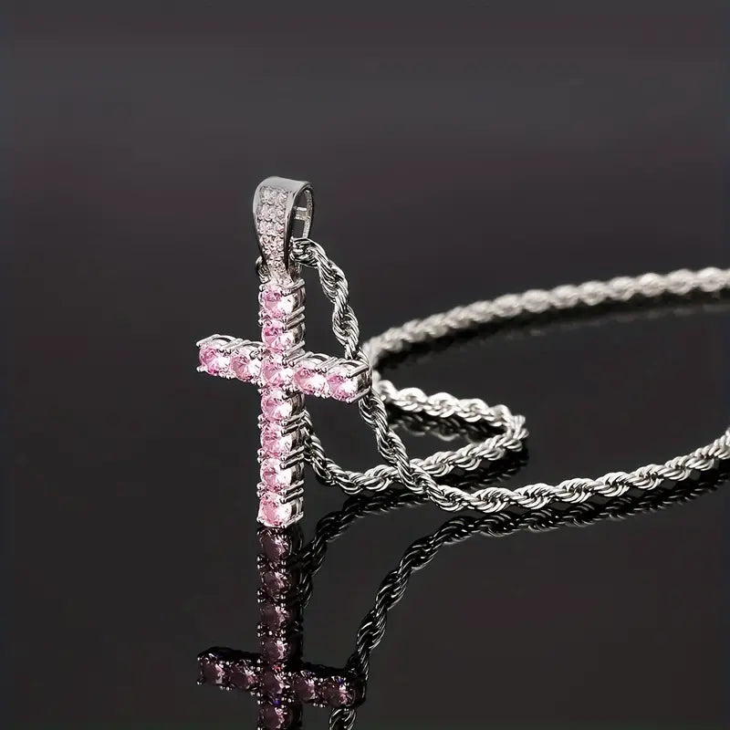 Iced Chics Hip Hop Cross Pendant Necklace