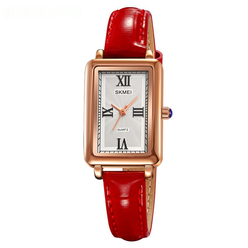 Elegant Rectangular Vintage Womens Quartz Watch Rose Gold