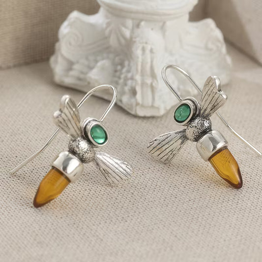 Verdant Whisper Honeybee Elegance Drop Earrings