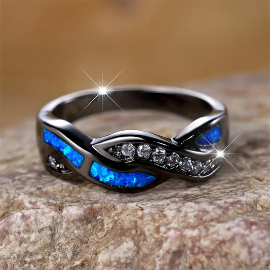 Silver twisted inlay ring