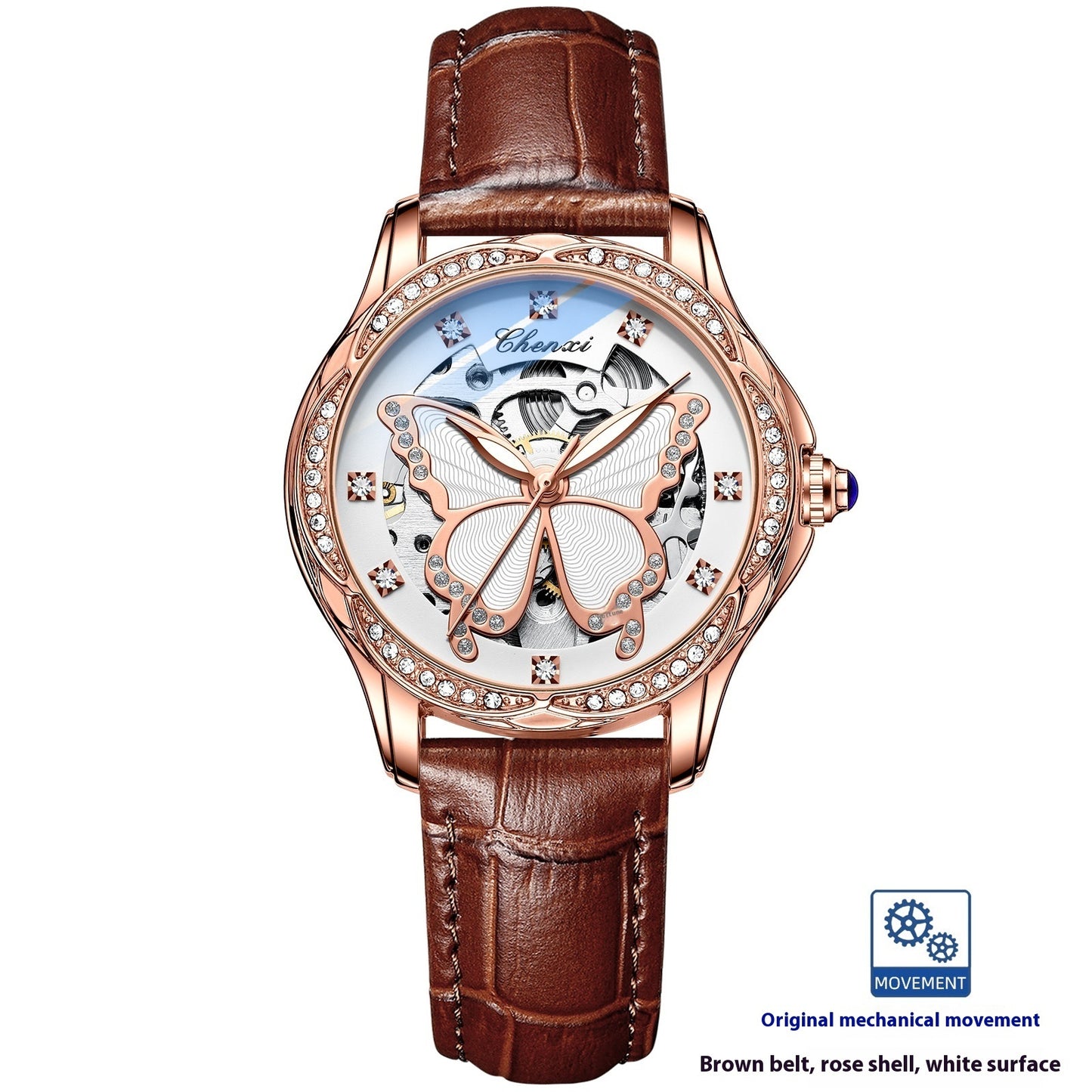 Butterfly Dial Diamond Embedded Watch For Women Automatic