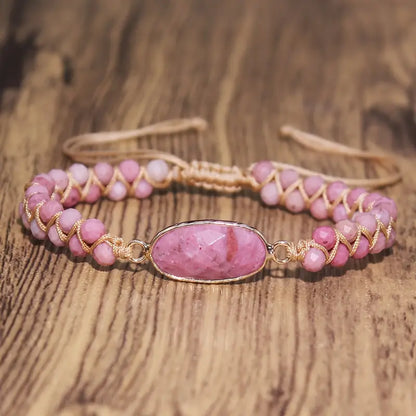 Elegant Natural Stone Charm Beaded Bracelet