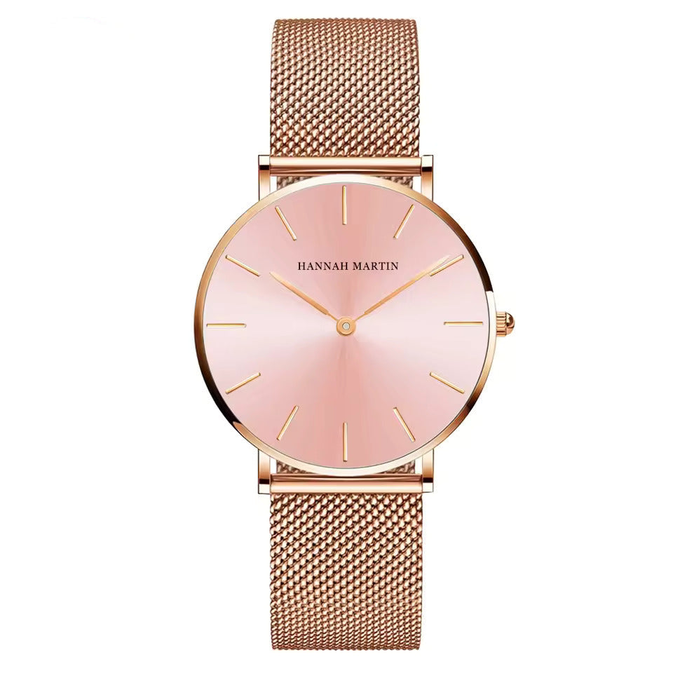 Luxurious Rose Gold Quartz Timepiece Alongside Bracelet