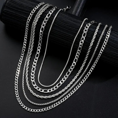 Luxurious Twisted Stainless Steel Stackable Necklace Set
