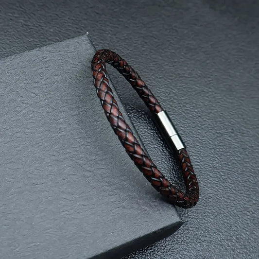 Braided Leather Wristband 6mm Vintage Couture Edition