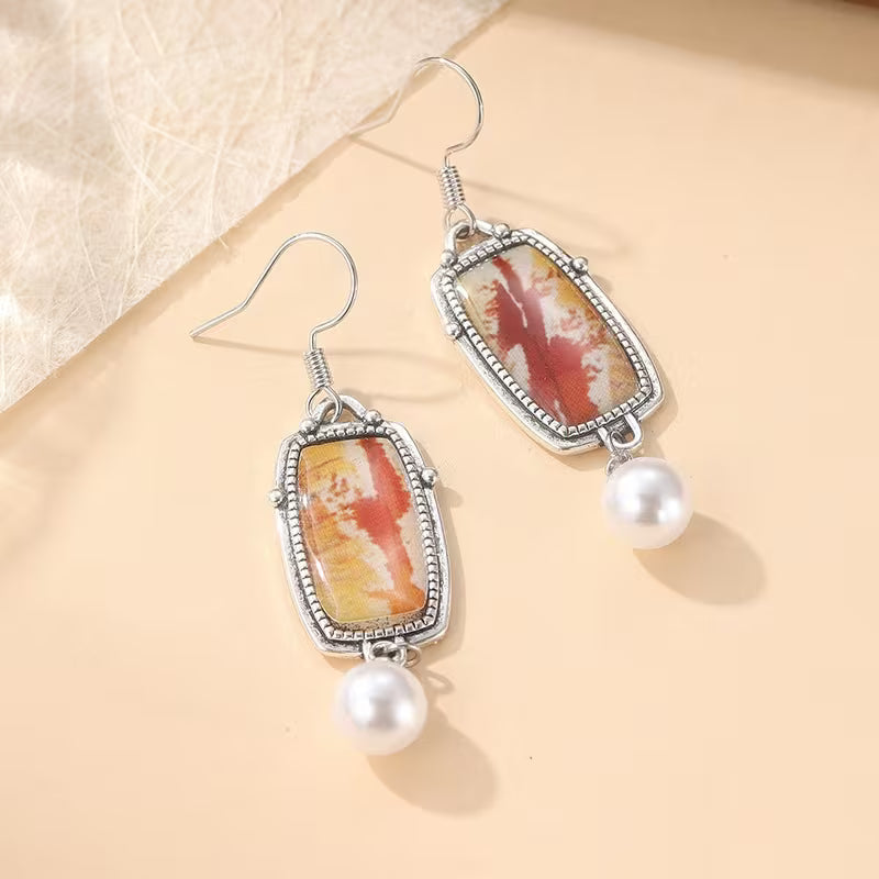 Sunset Grace Pearl Drop Earrings