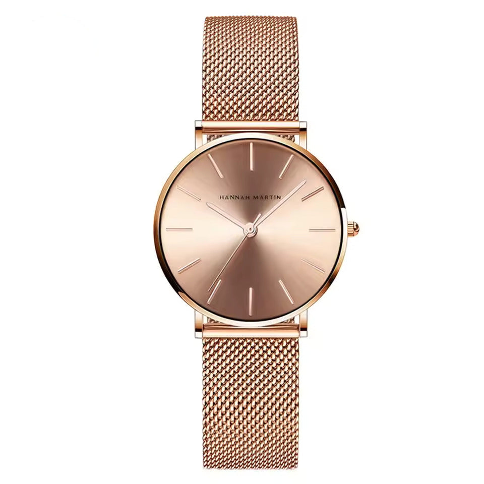 Rose Gold Waterproof Womens Wristwatch Exquisite Design