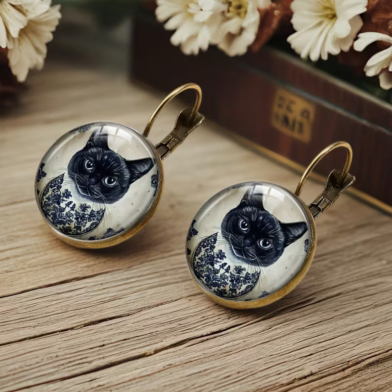 Porcelain Reverie Feline Drop Earrings