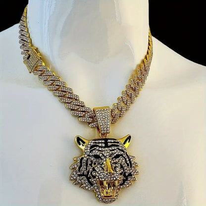 Men’s Gold Plated Tiger Pendant Necklace