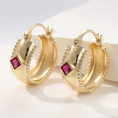 Vintage Ruby Hoop Earrings