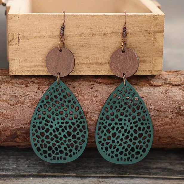 Vintage leather dangle earrings
