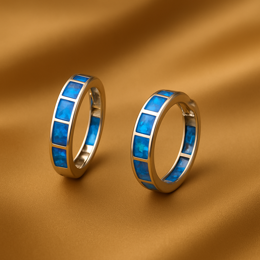 Silver Ocean Blue Opal Earrings