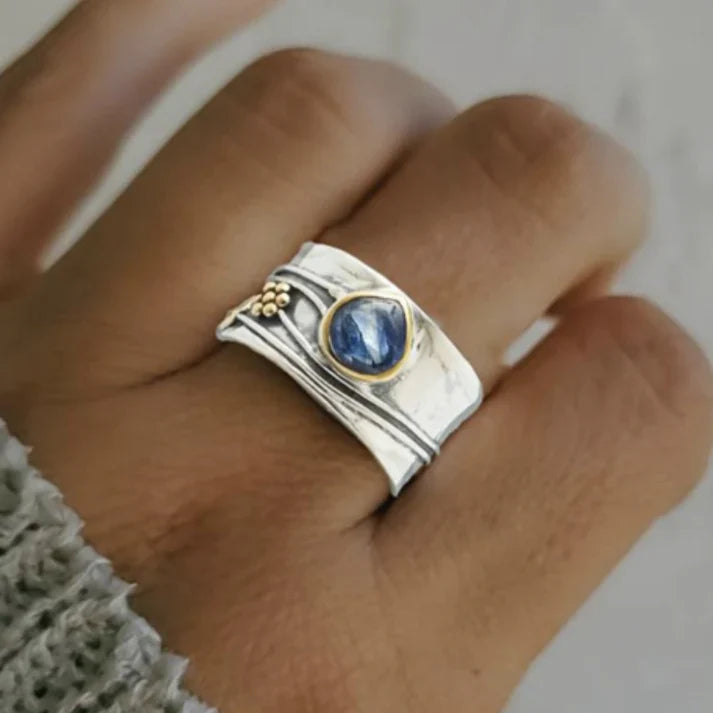 Luxe Blue Sapphire Silver Ring