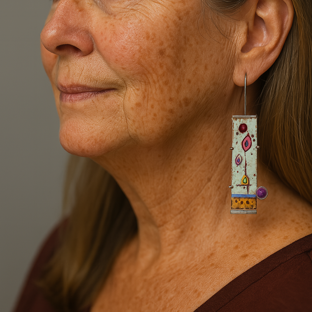 Vintage earrings with antique enamel