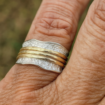 Vintage Spinner Thin Gold & Silver Ring