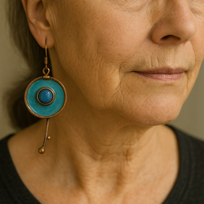Vintage Hand-Painted Enamel Earrings