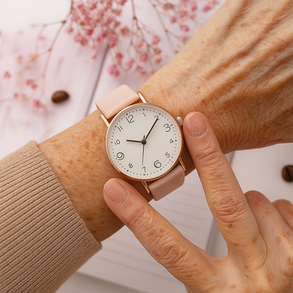 Luxurious Leather Band Analog Timepiece Arabic Dial