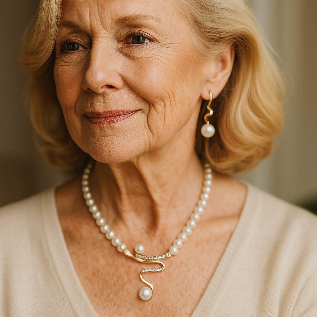 Natural Pearl Necklace + Earring Set