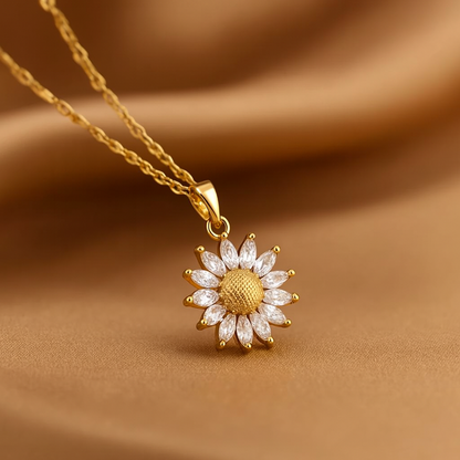 Sunflower Pendant Gold Necklace