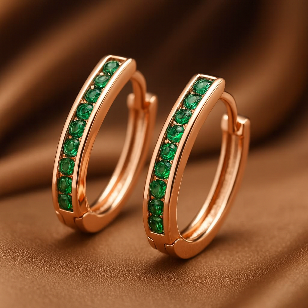 Luxe Gold Emerald Diamond Earrings