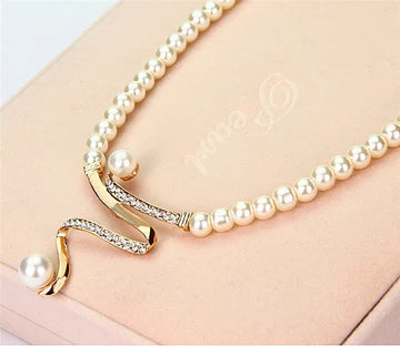 Pearl Necklace + Earrings