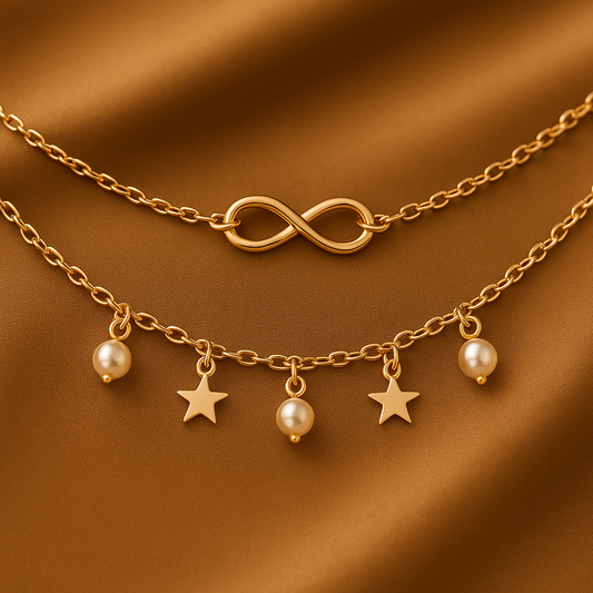 Pearl & Star Infinity Anklet