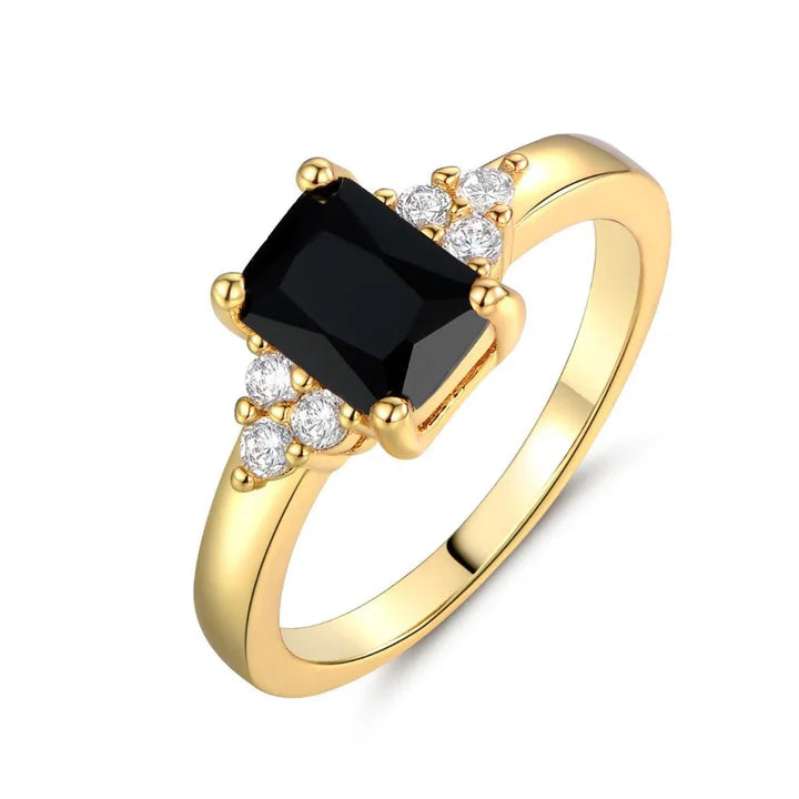 Black Spinel Baguette Ring