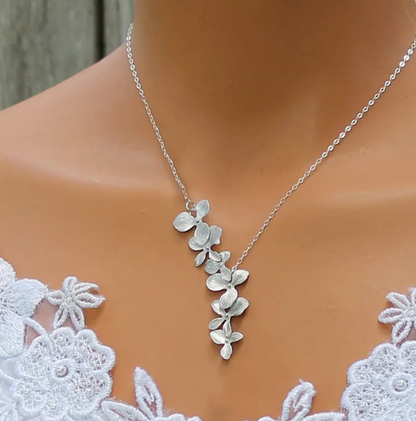 Silver Petals Necklace & Earrings