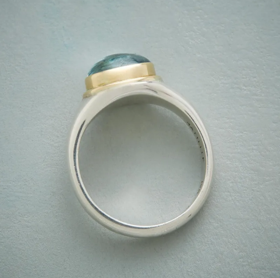 Silver Green Diamond Ring