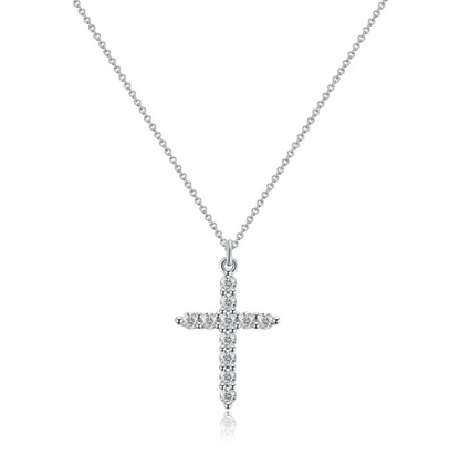 Diamond Cross Crown Necklace