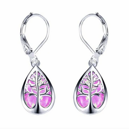Tree of life earrings made of opal and silver