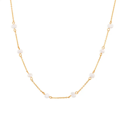 Stainless Steel Pearl Necklace & Bracelet Set