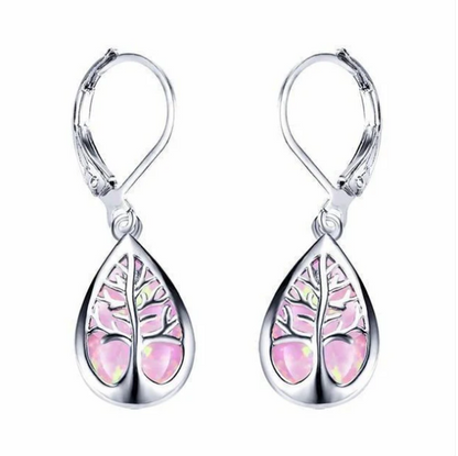 Tree of life earrings made of opal and silver