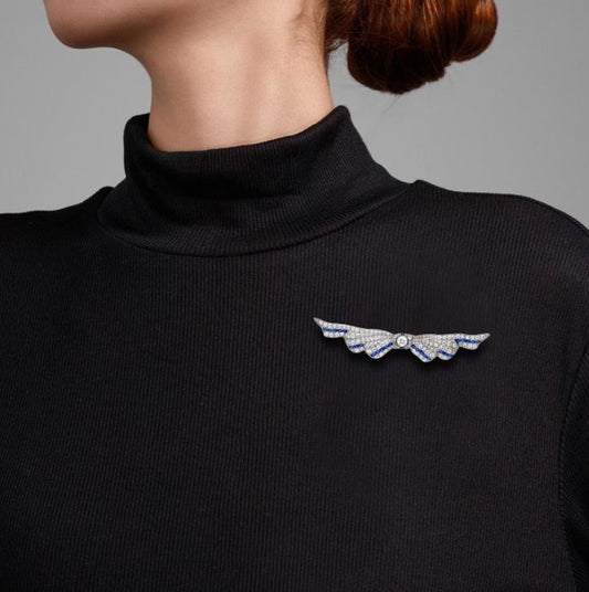 Milgrain Art Deco Round Cut White Sapphire Wedding Brooch