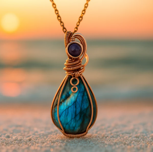 Antique mermaid – golden necklace with handmade pendant