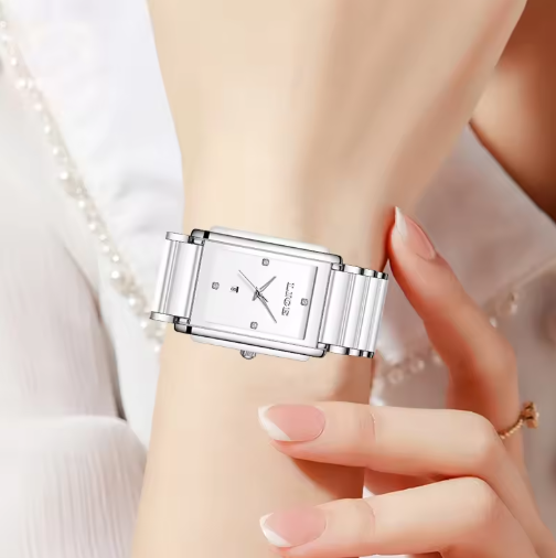Exquisite Ceramic Square Quartz Timepiece With Flair